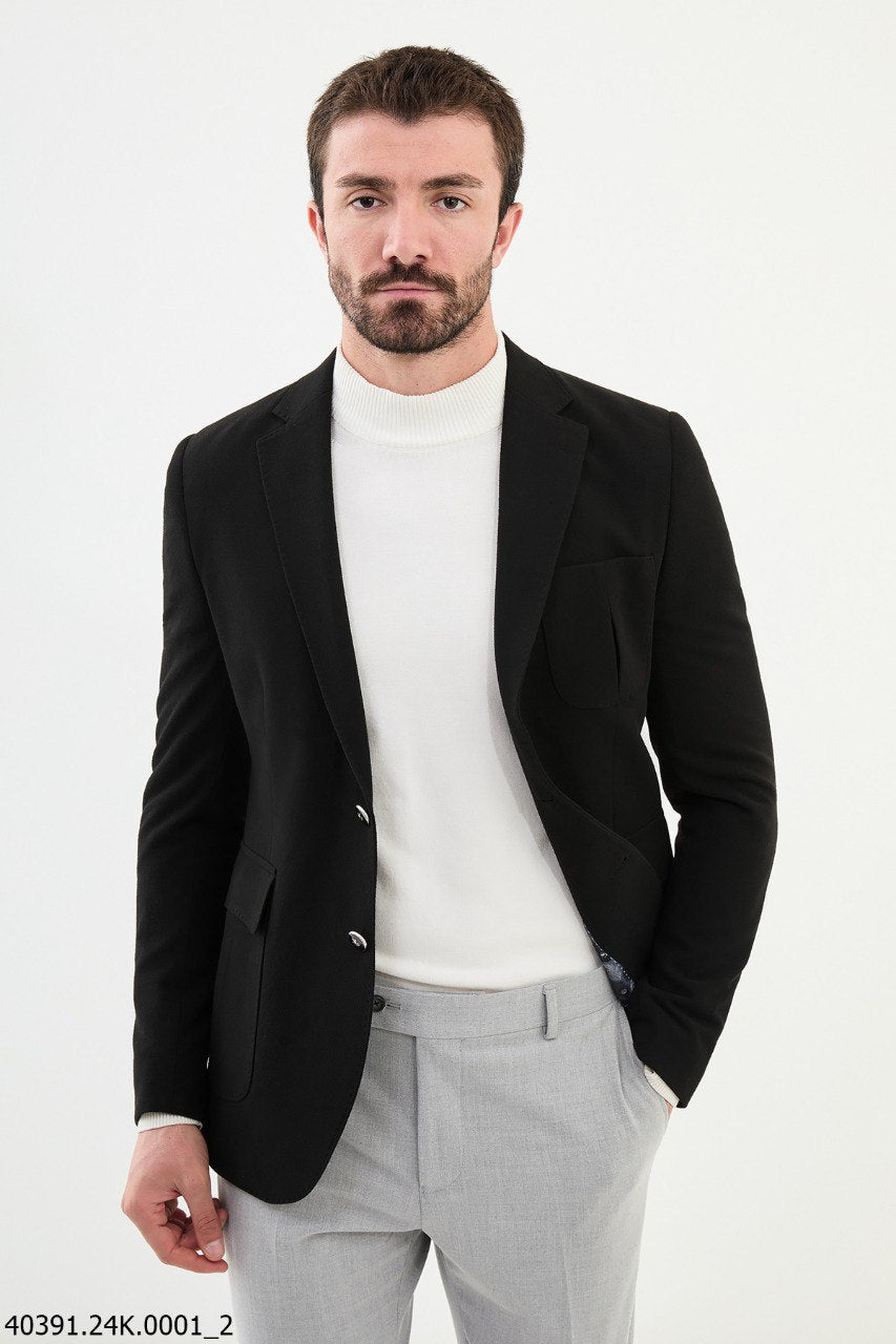 SuitHarbor Executive Black Slim Fit Blazer