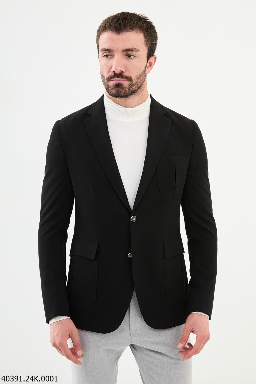 SuitHarbor Executive Black Slim Fit Blazer