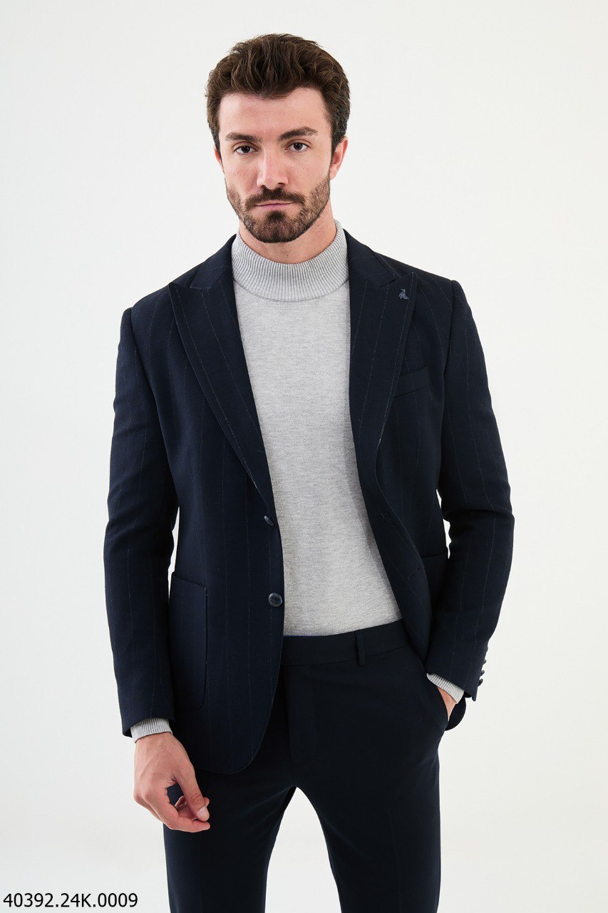 Starlit Navy Pinstripe Luxe Blazer