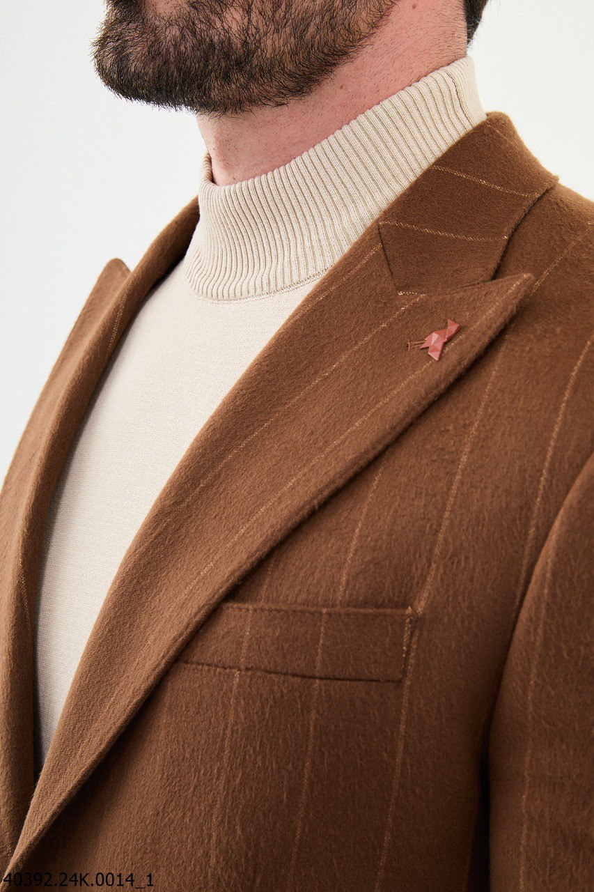 Tobacco Brown Striped Blazer