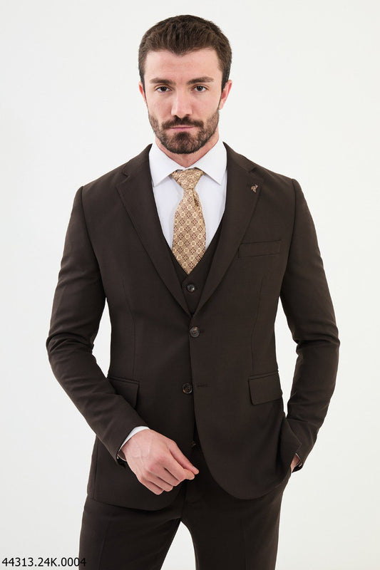 Chocolate Brown Slim Fit 3-Piece Suit