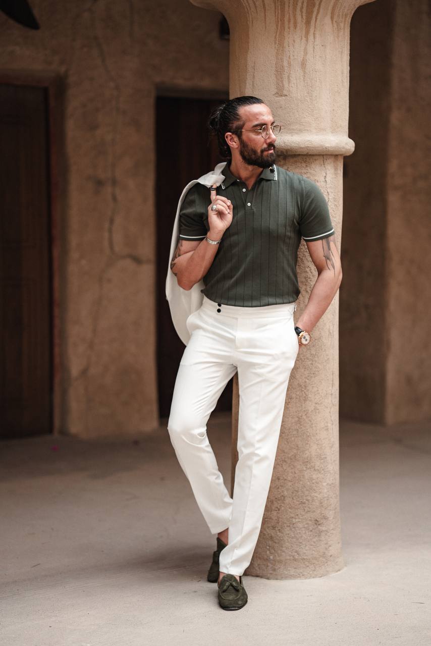 SUITHARBOR™ Premium Khaki Knit Polo T-Shirt