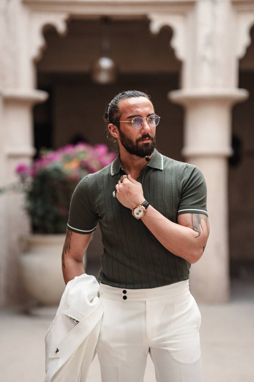 SUITHARBOR™ Premium Khaki Knit Polo T-Shirt