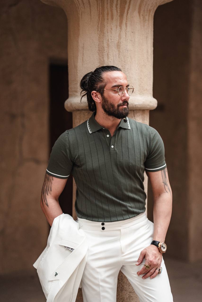 SUITHARBOR™ Premium Khaki Knit Polo T-Shirt