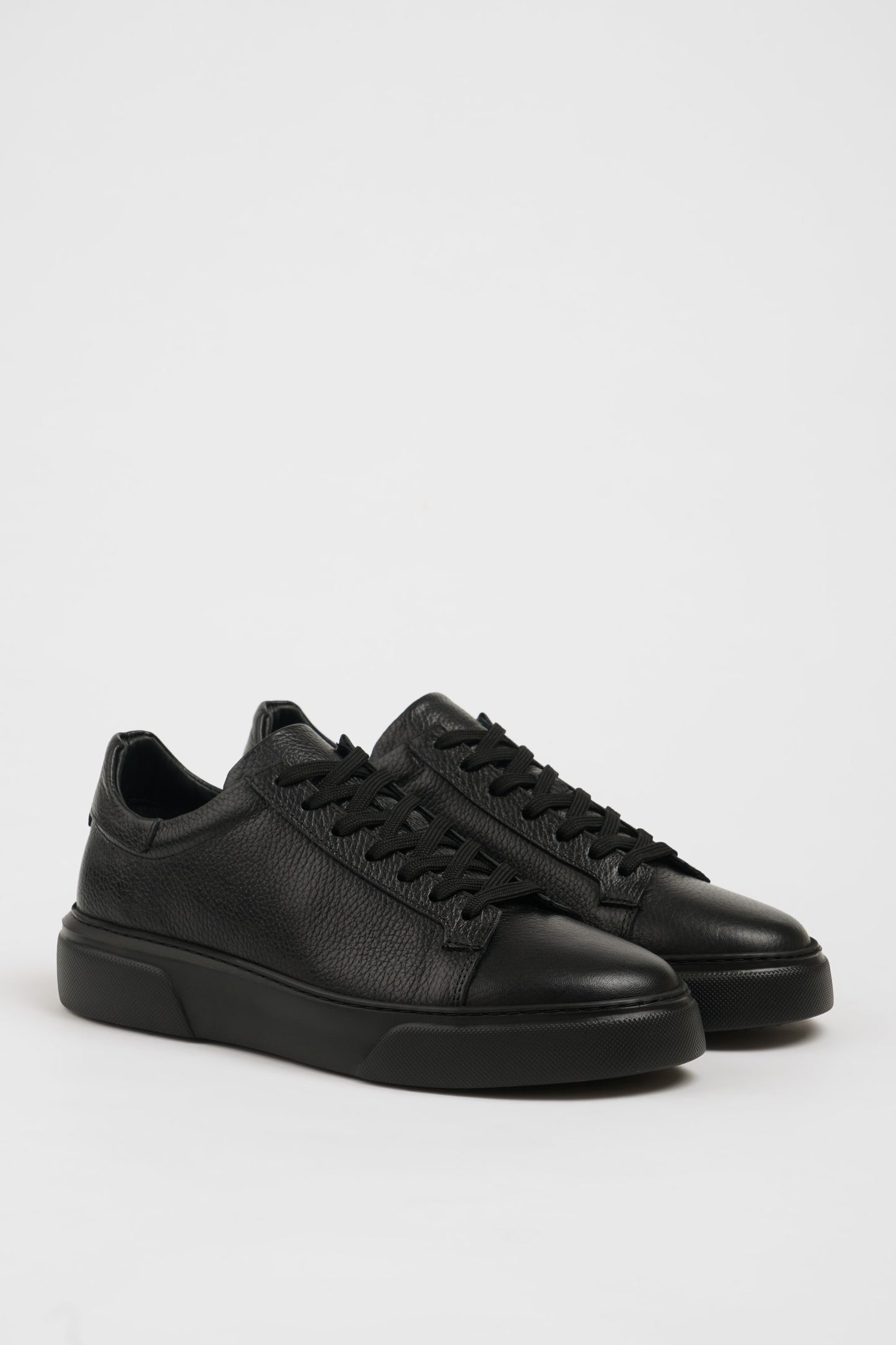 SUITHARBOR Dark Black Leather Sneakers for Men