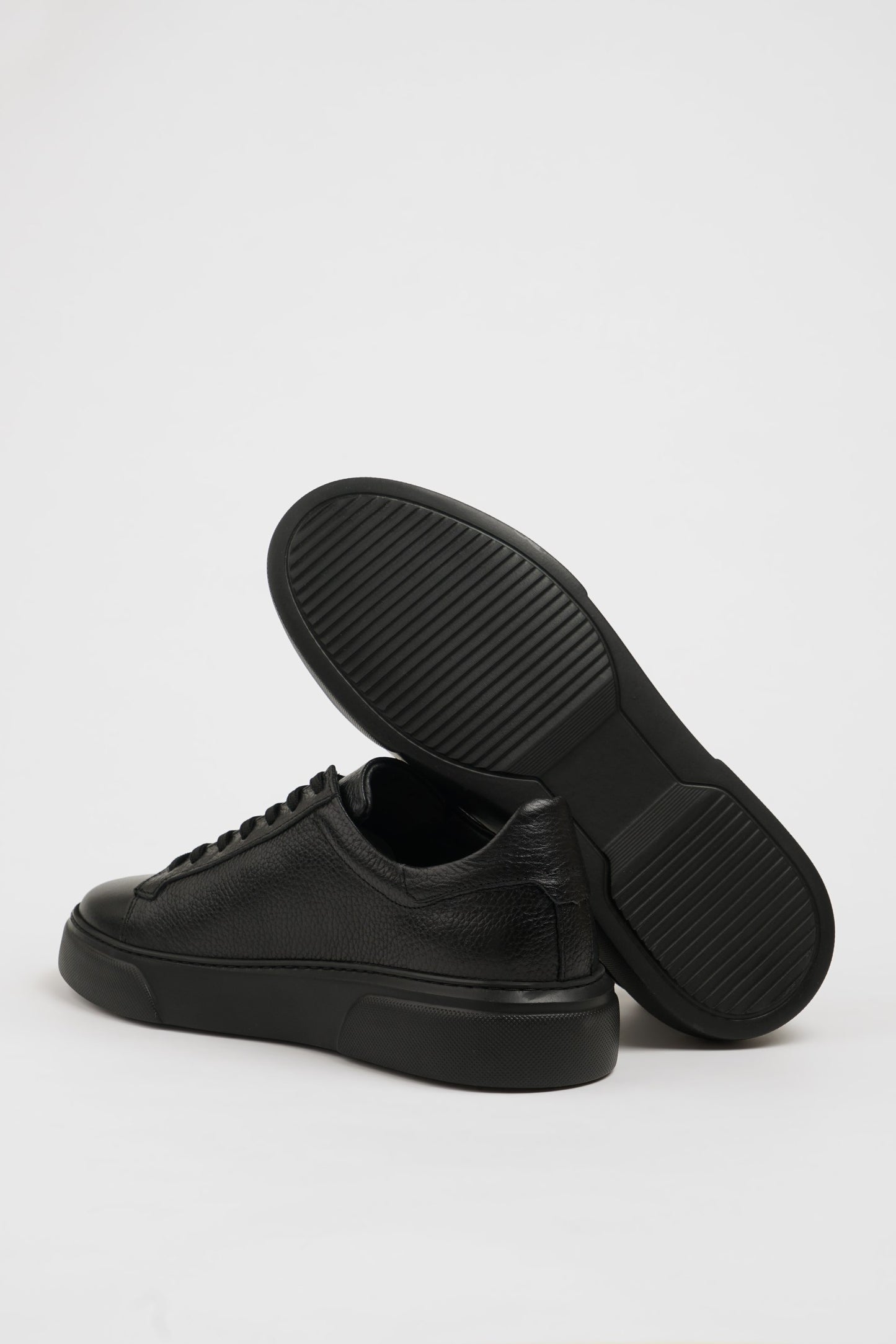 SUITHARBOR Dark Black Leather Sneakers for Men