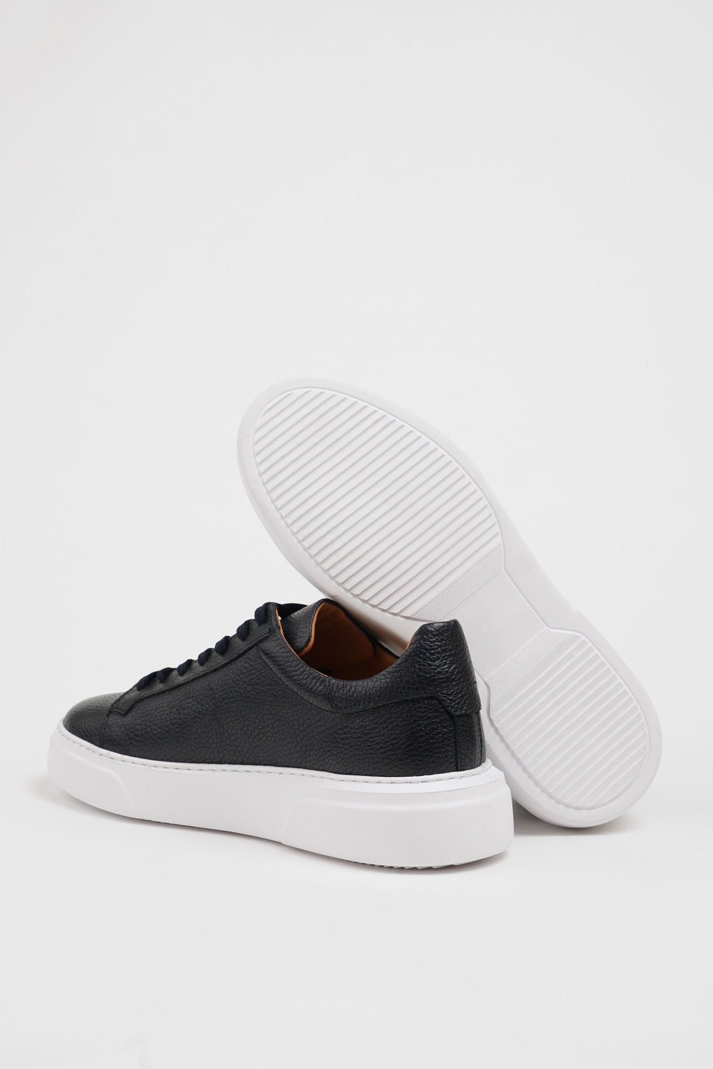 SUITHARBOR Navy Blue Leather Sneakers for Men