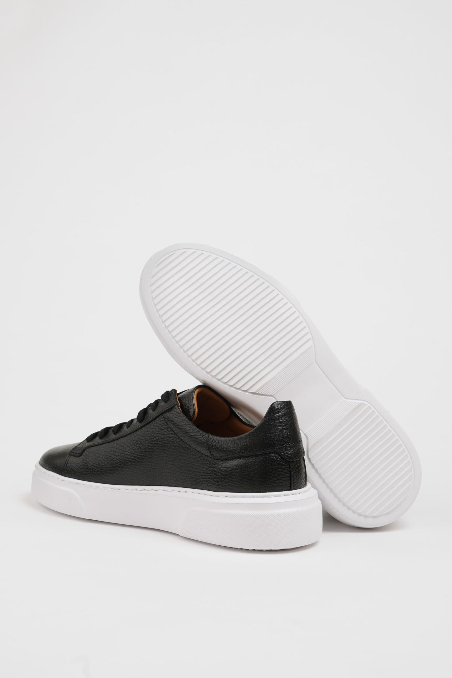 SUITHARBOR Black Leather Sneakers for Men