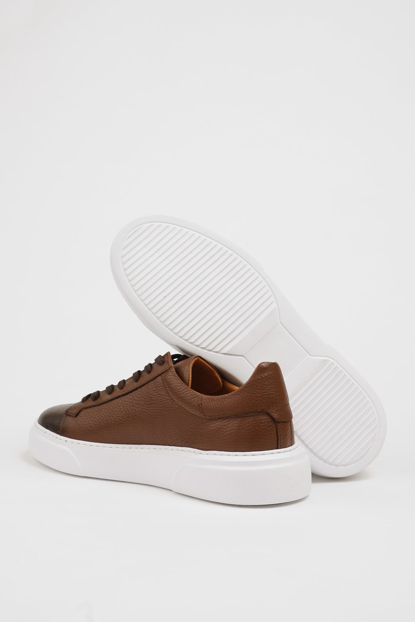 SUITHARBOR Camel Leather Sneakers for Men