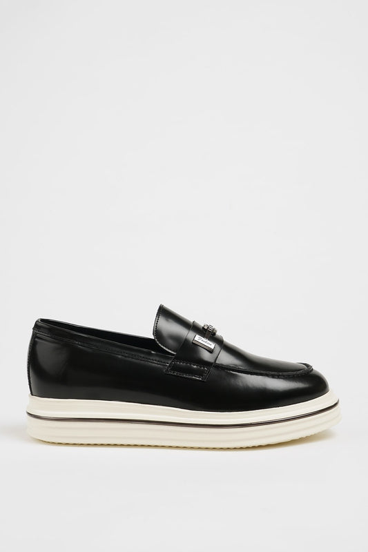 Men’s Black Leather Slip-On Loafers