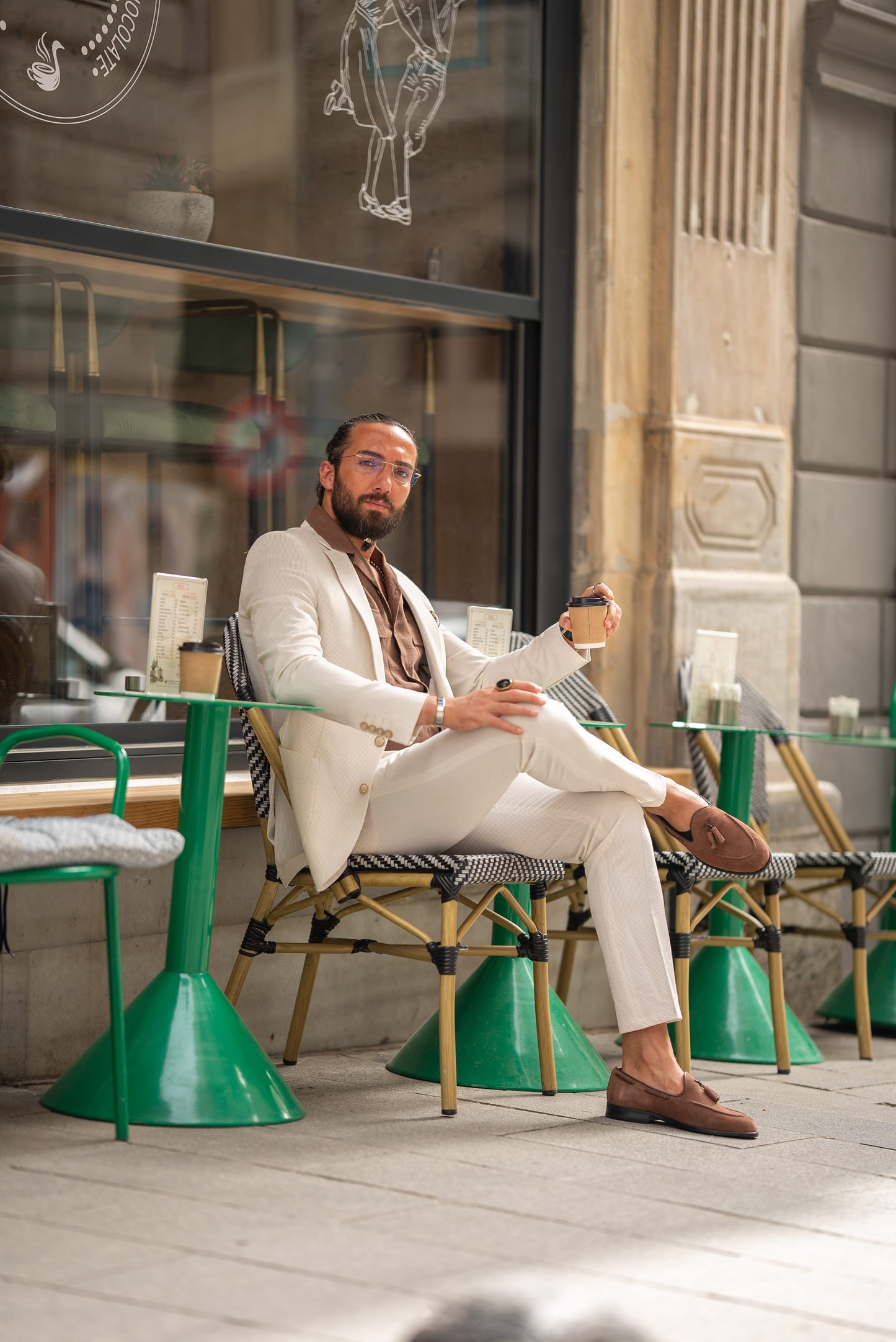 Sunset Seersucker Beige Casual Suit