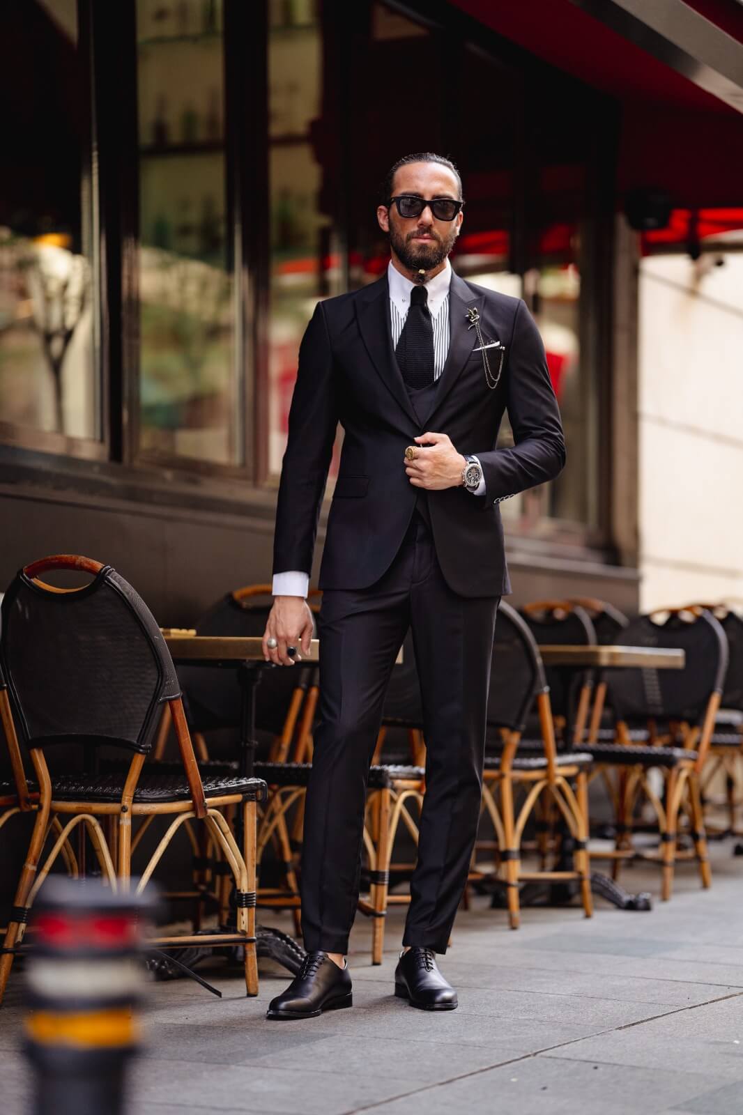 Classic black suit for weddings