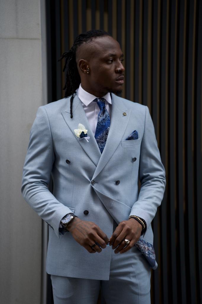 Blue Double Breasted Suit