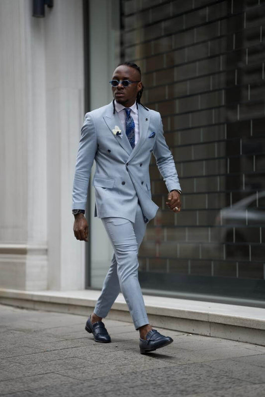 Blue Double Breasted Suit