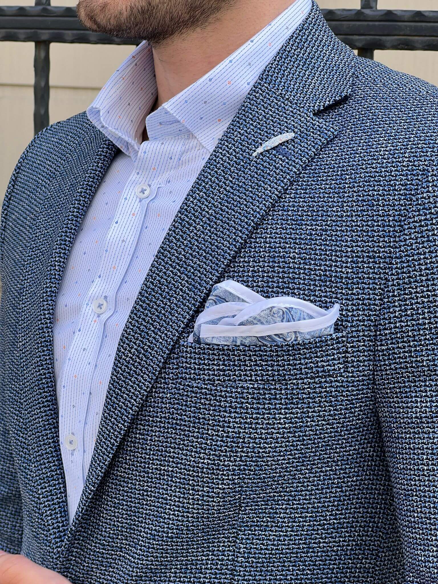 Sleek blue knitted blazer jacket