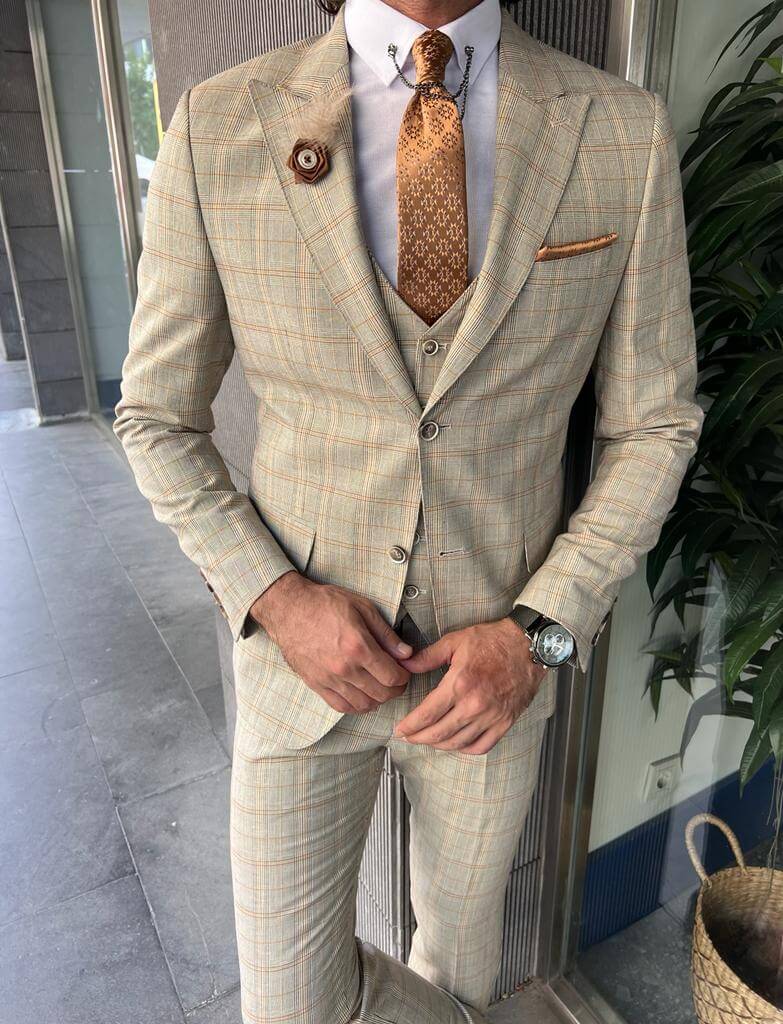 Beige Slim Fit Suit