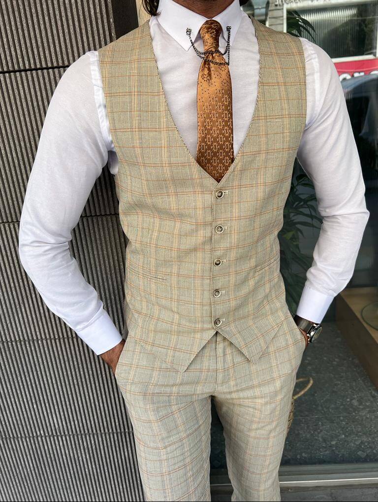 Beige Slim Fit Suit