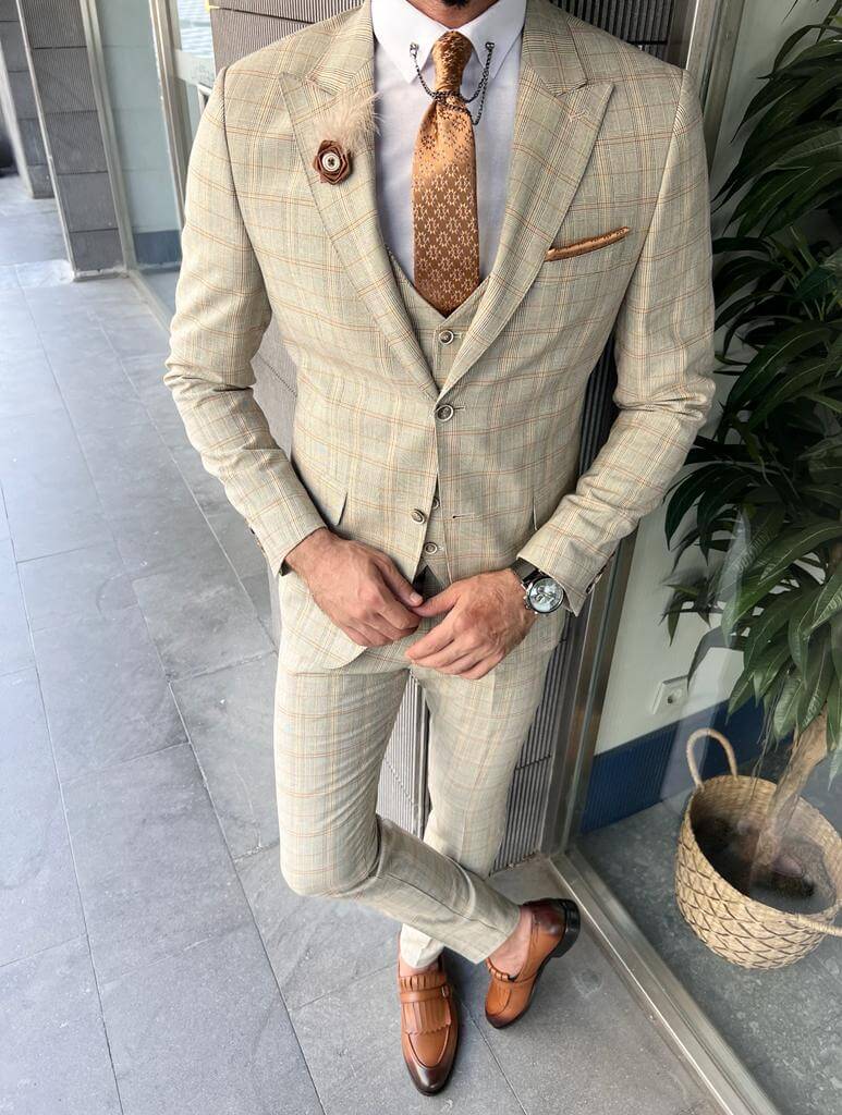 Beige Slim Fit Suit