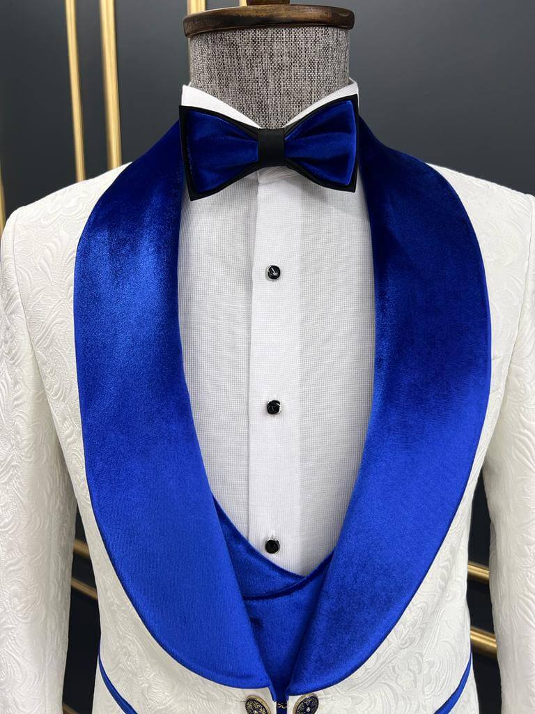 Sleek White & Blue Tuxedo