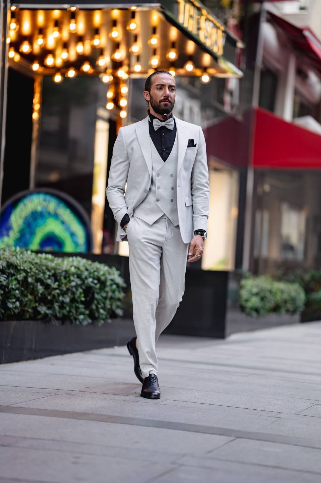 Light gray tuxedo suit for weddings