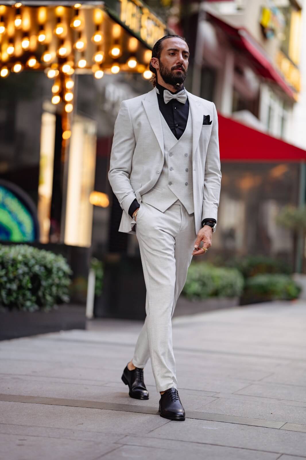 Light gray tuxedo suit for weddings