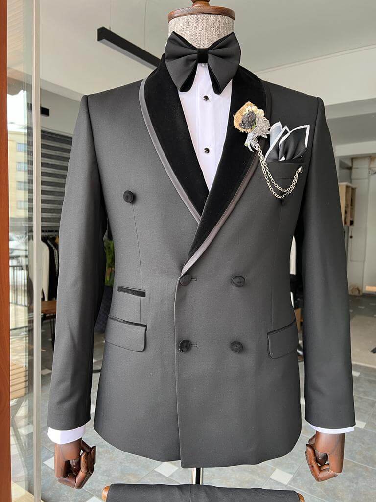 Suitharbor Black Double Breasted Tuxedo