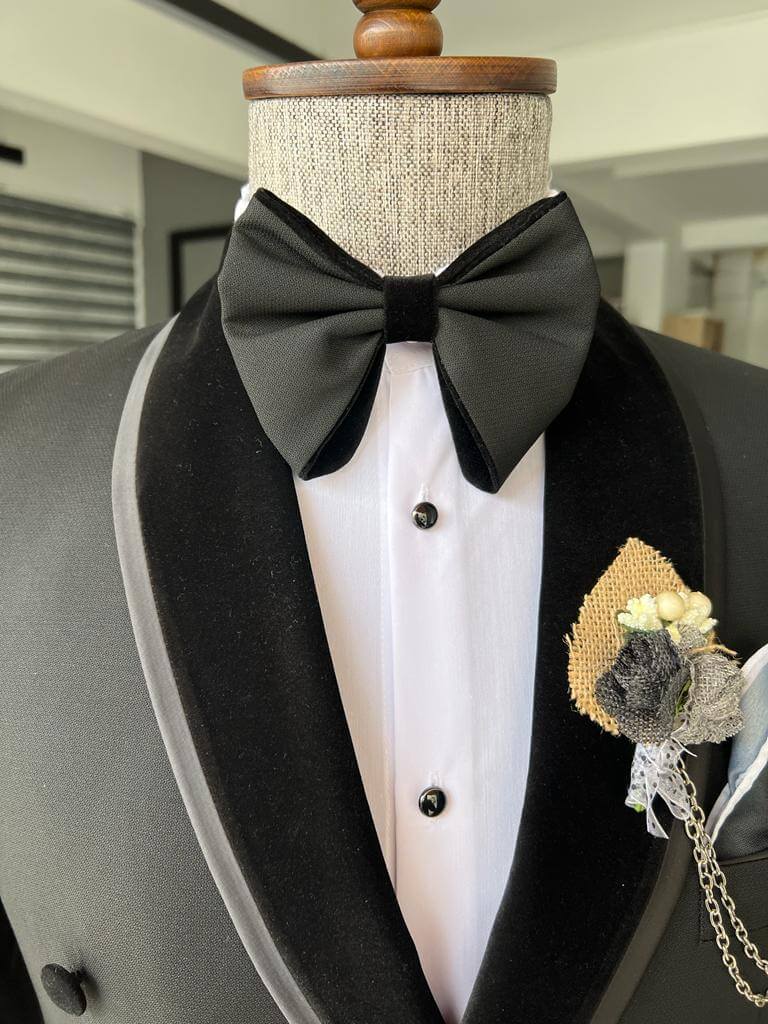 Suitharbor Black Double Breasted Tuxedo