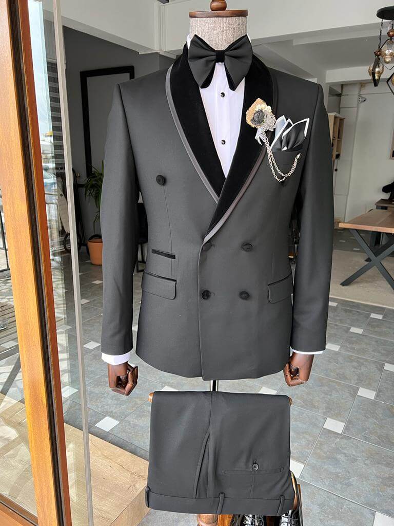 Suitharbor Black Double Breasted Tuxedo