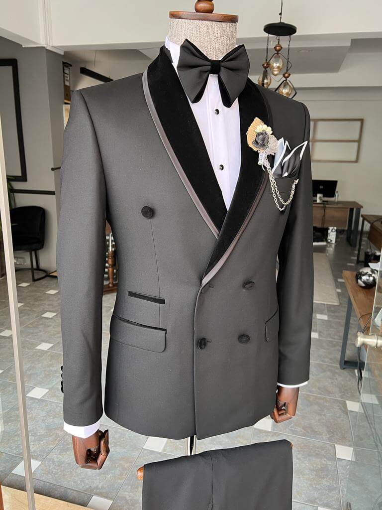 Suitharbor Black Double Breasted Tuxedo
