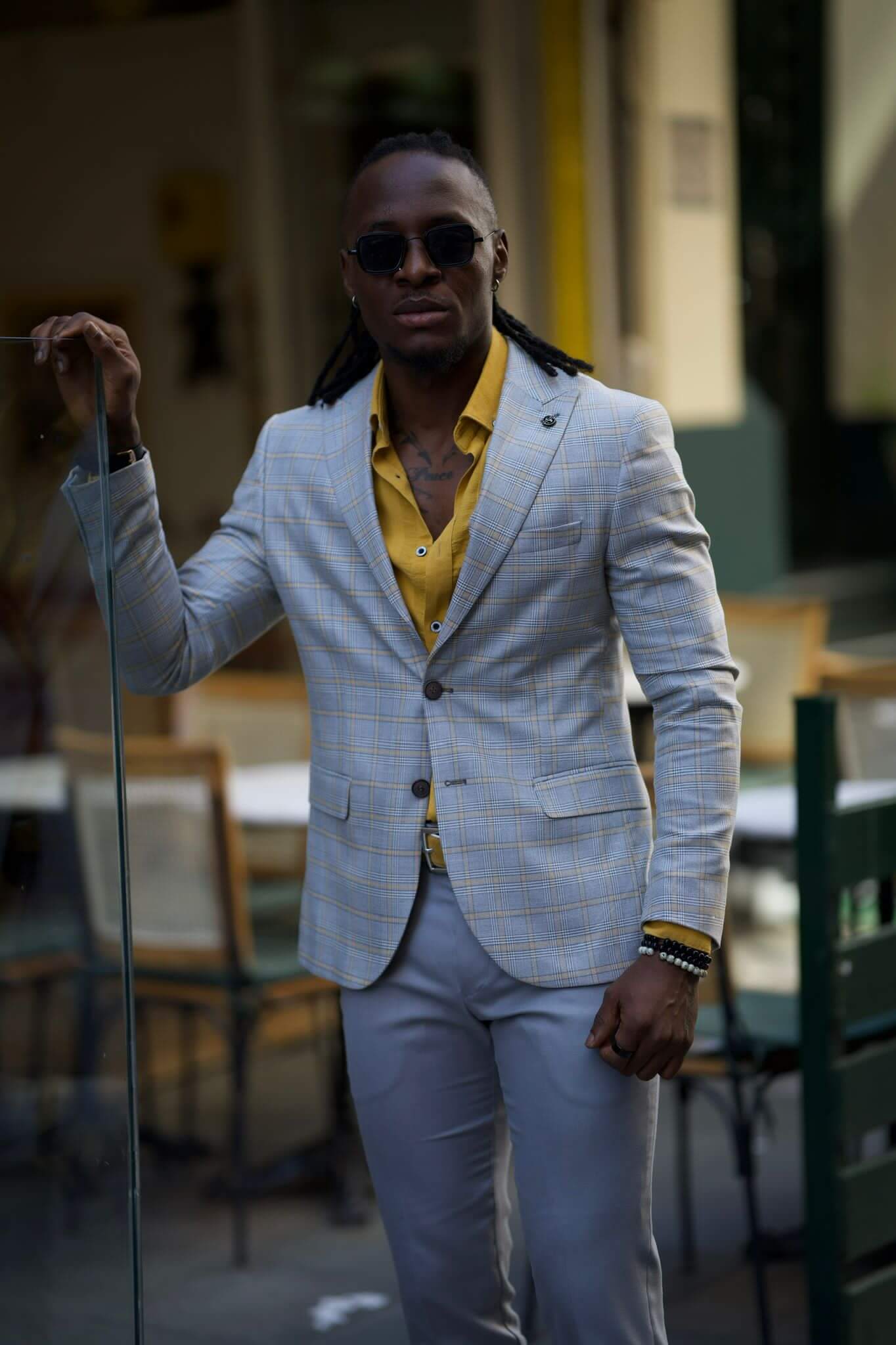 Grey Plaid Suit - Classic with Pattern