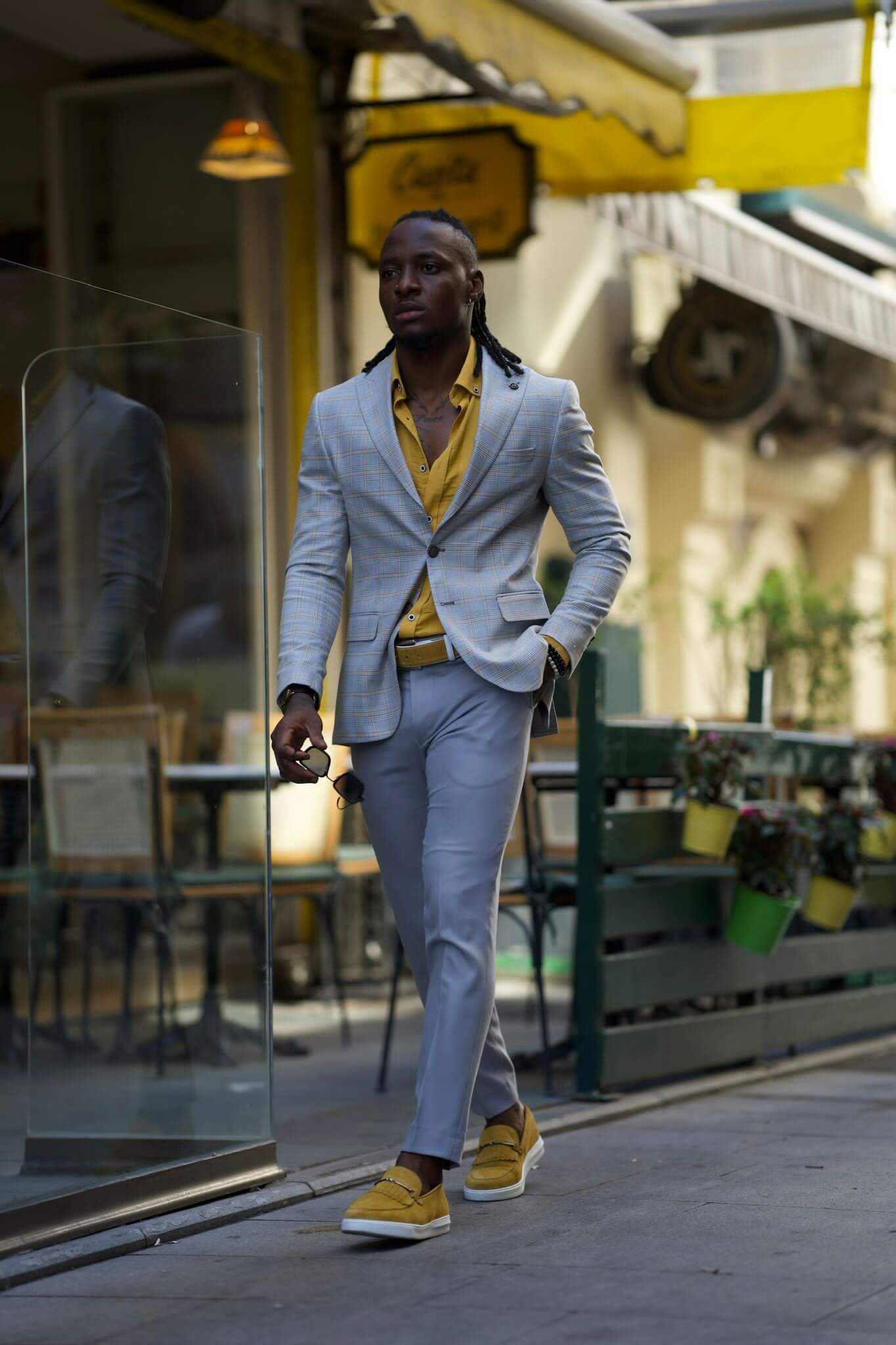 Grey Plaid Suit - Classic with Pattern