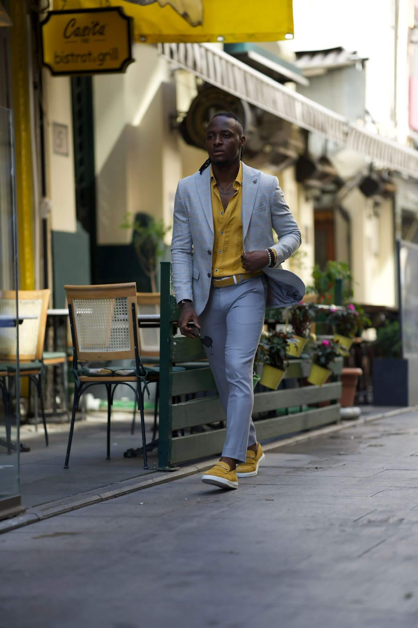 Grey Plaid Suit - Classic with Pattern