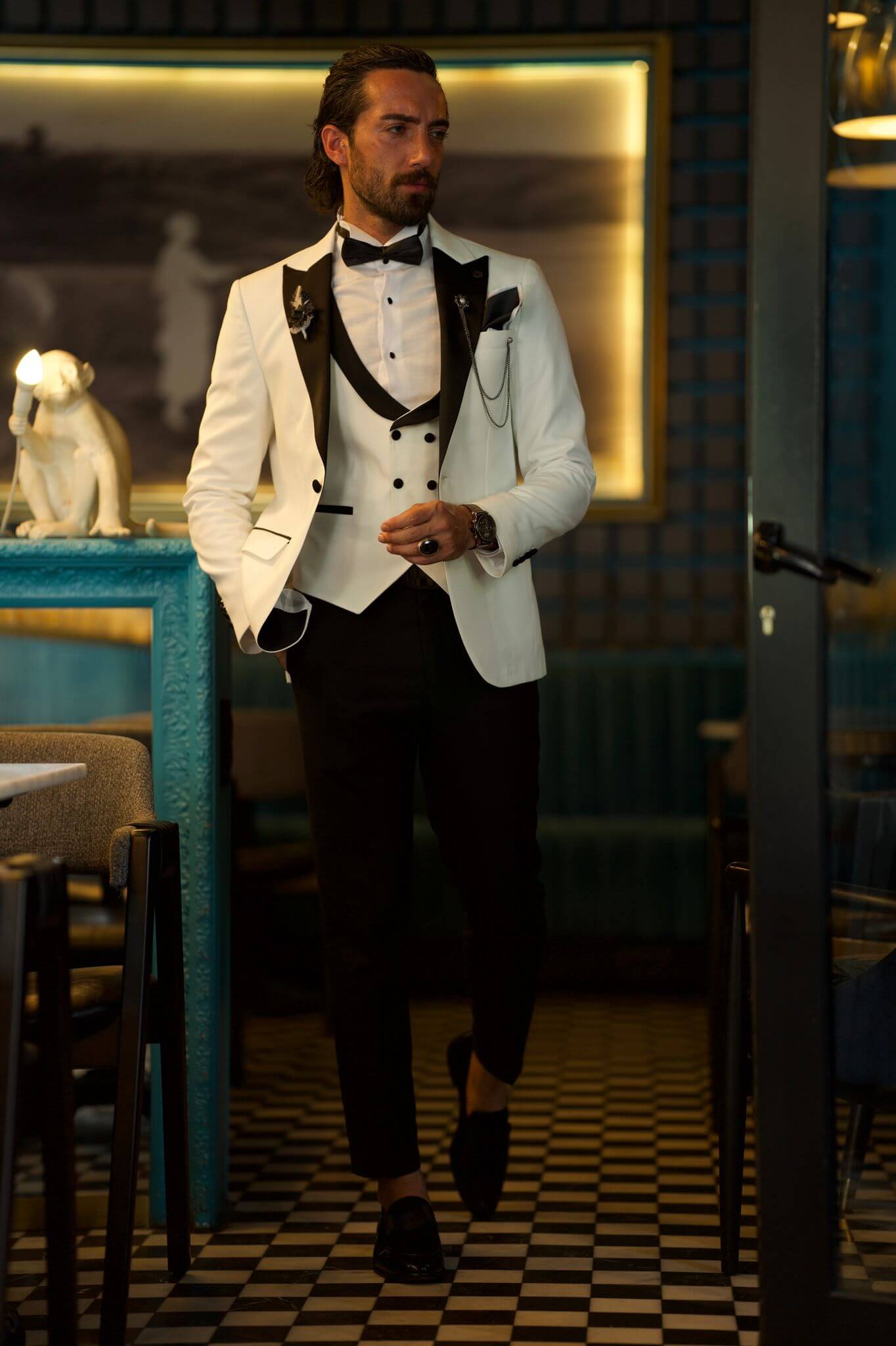 Suitharbor White Slim Fit Tuxedo