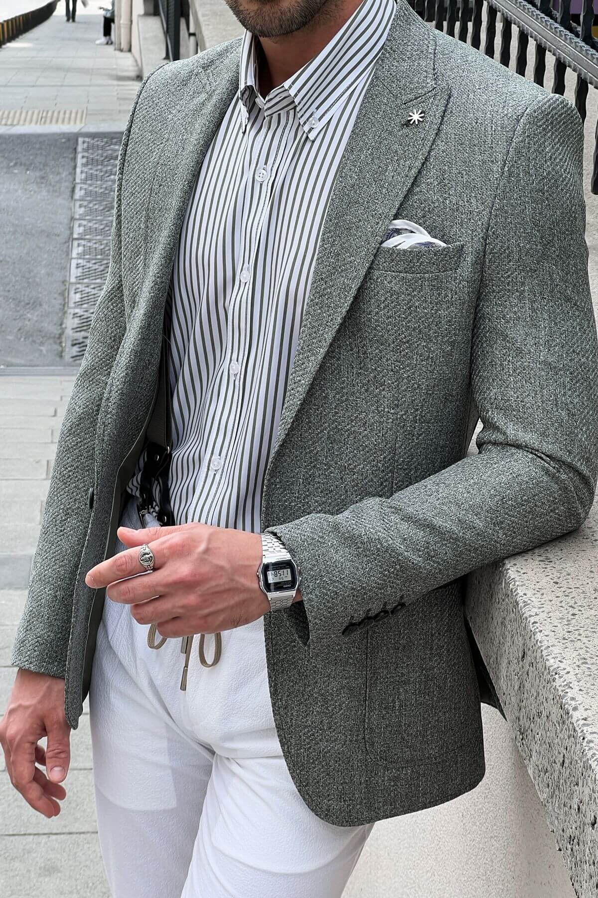 A Light Green Blazer Jacket on display