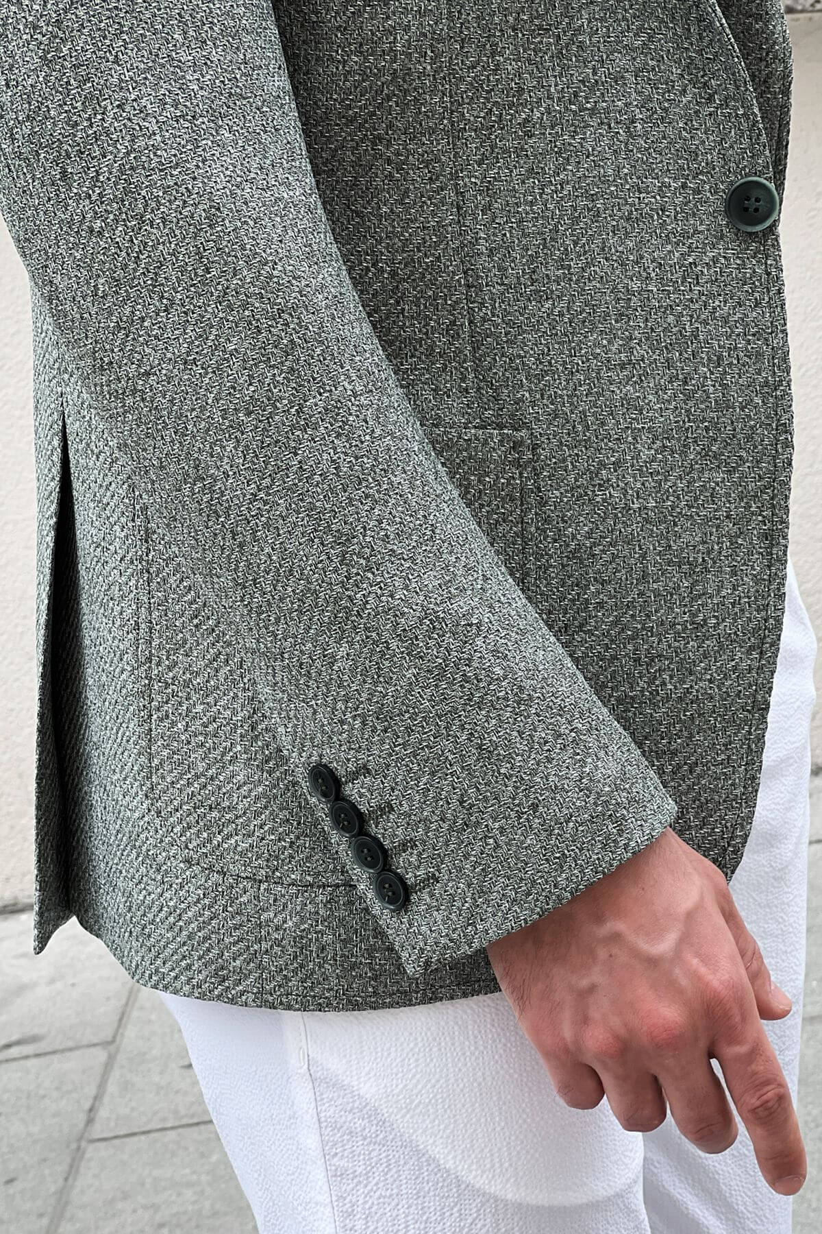 A Light Green Blazer Jacket on display