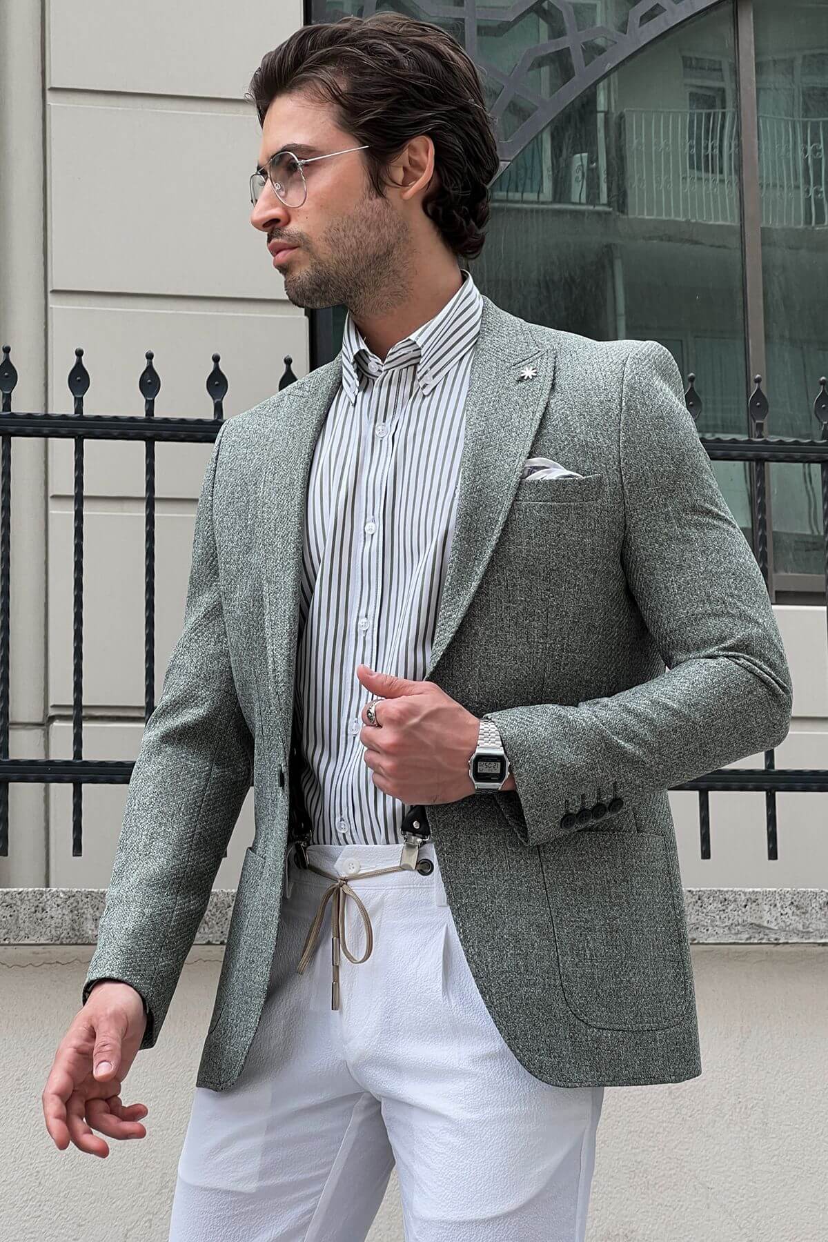A Light Green Blazer Jacket on display
