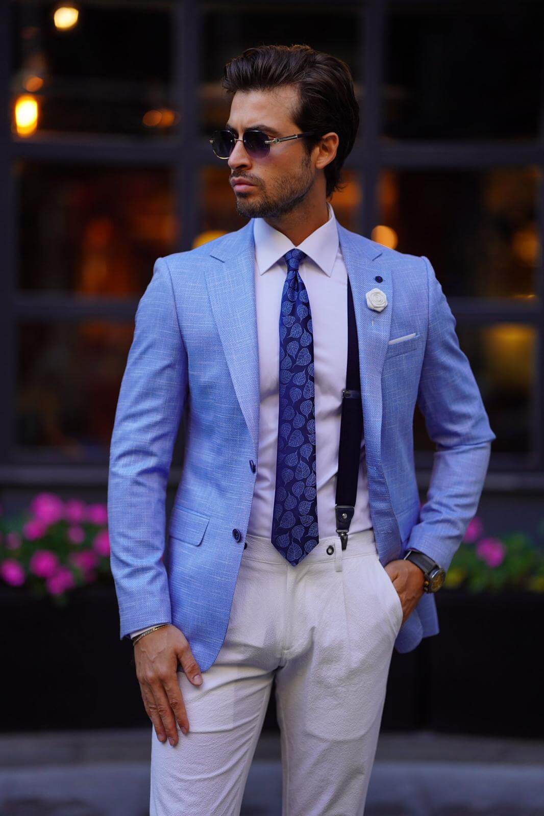 Men's Sky Blue Linen Blend Blazer – SUITHARBOR