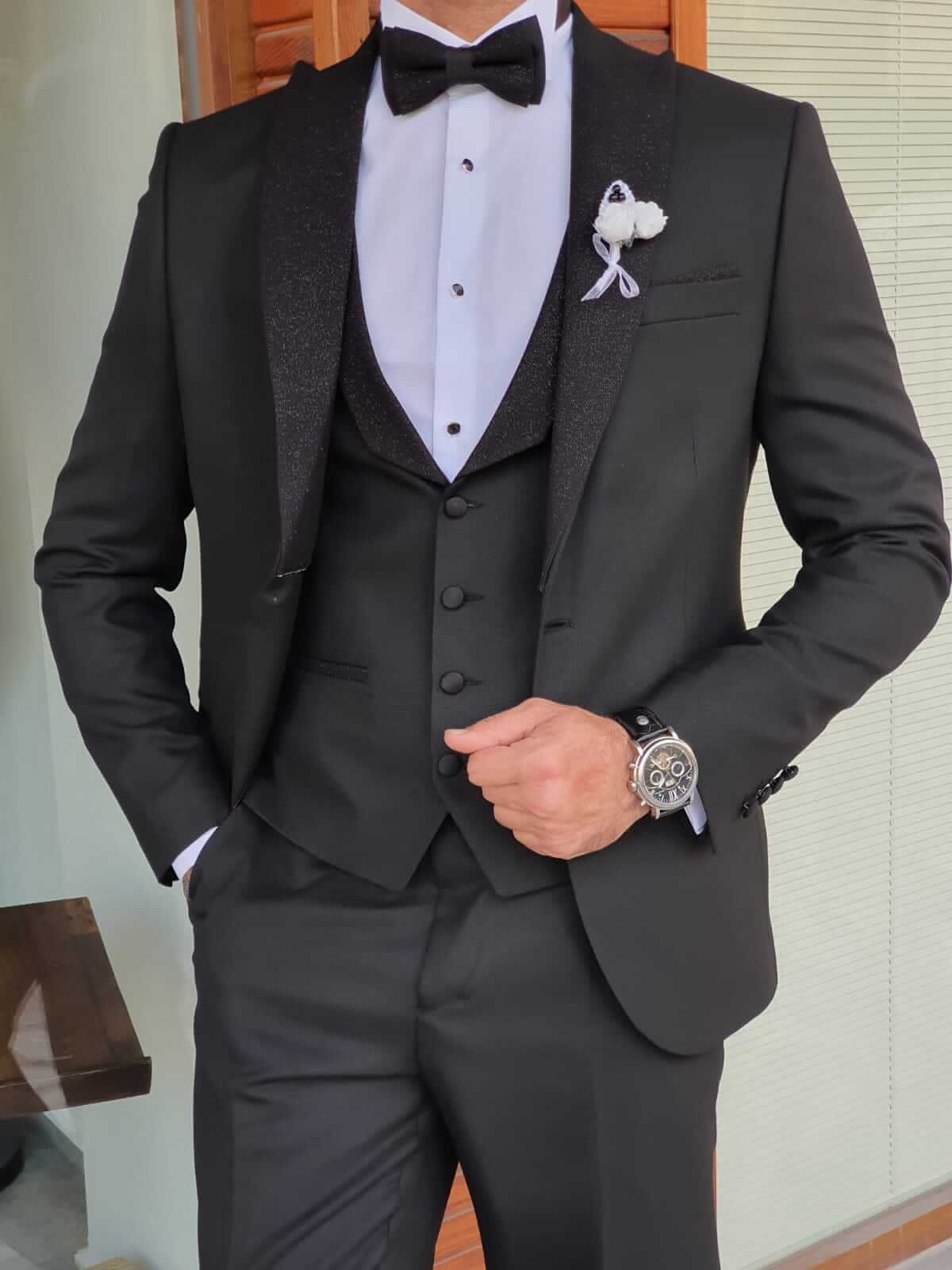 Stockholm Black DoveTail Collar Tuxedo - Hollo Men