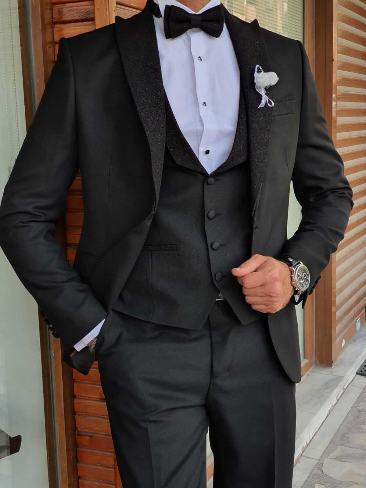 Stockholm Black DoveTail Collar Tuxedo - Hollo Men