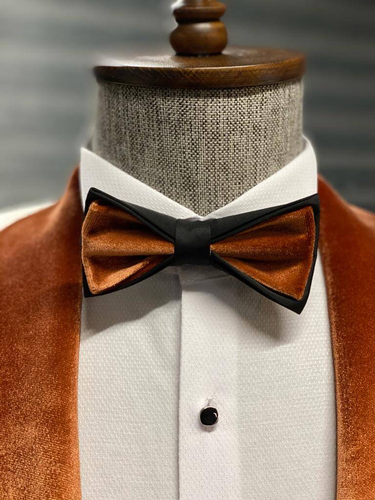 White & Orange Groom Velvet Tuxedo
