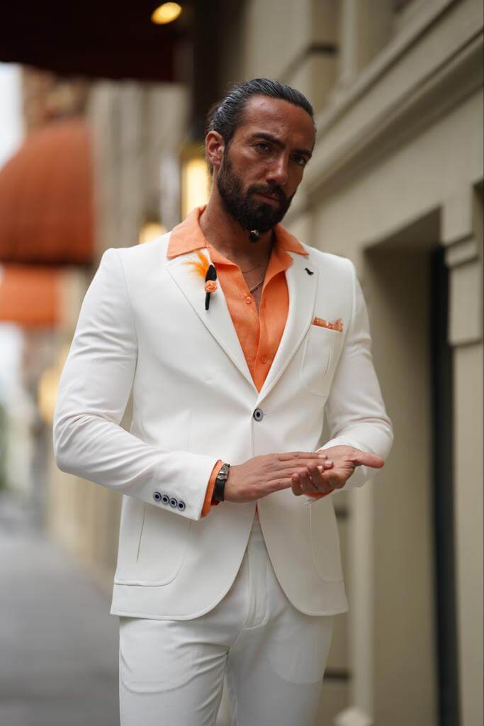 Men's white slim fit suit