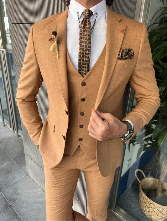 Brown 3 piece suit for men