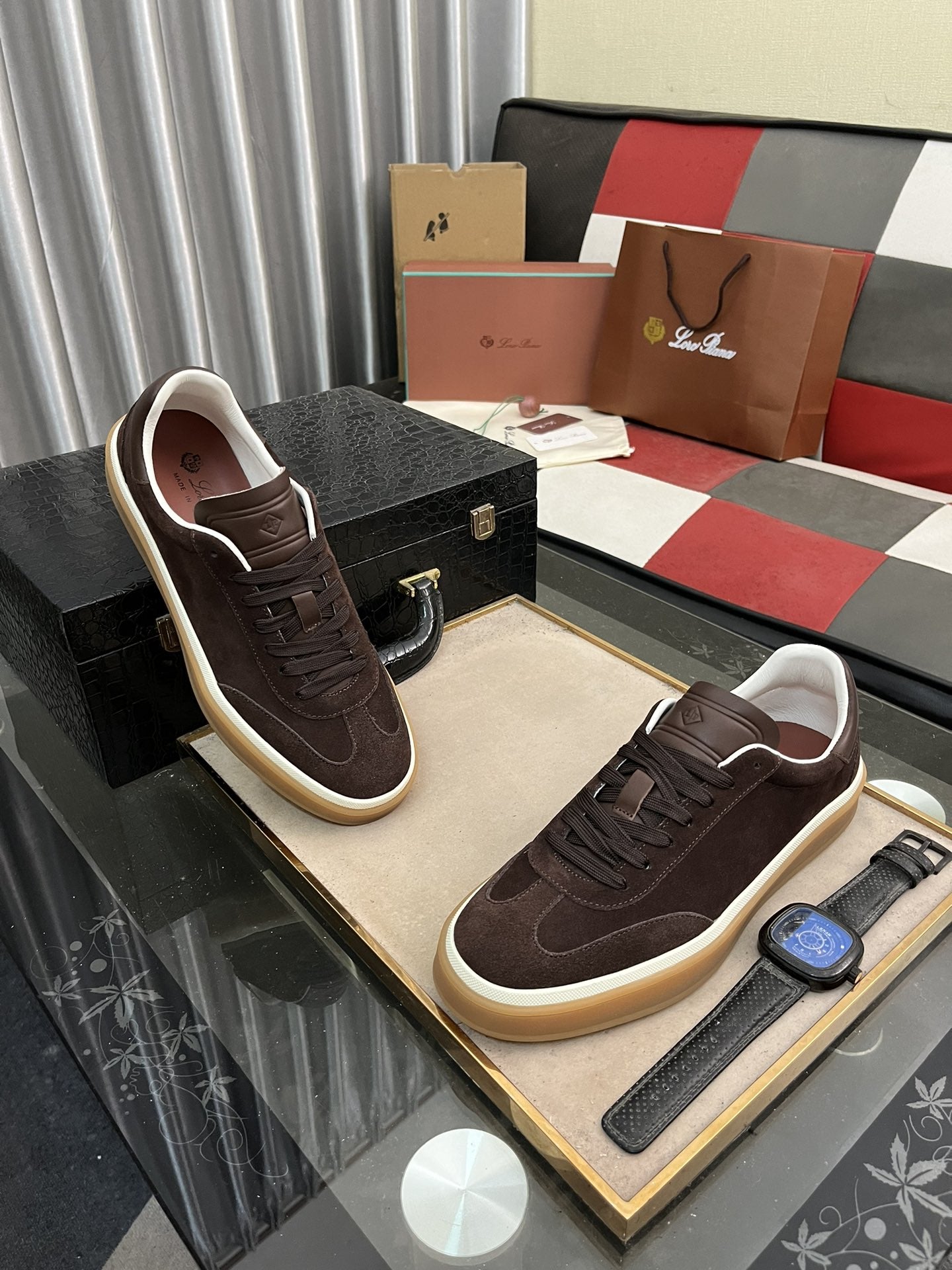 Loro Piana Brown Tennis Walk Sneakers