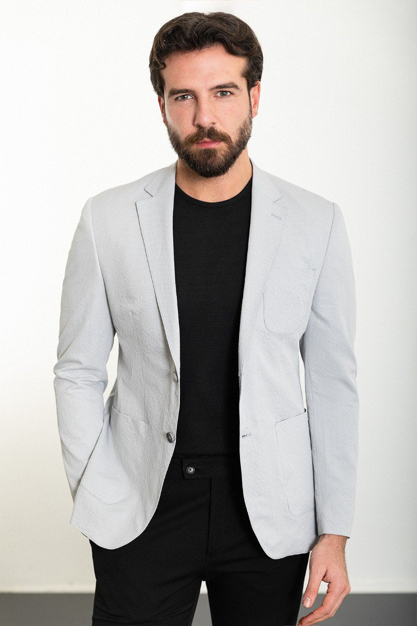 Light Grey Slim Fit Blazer