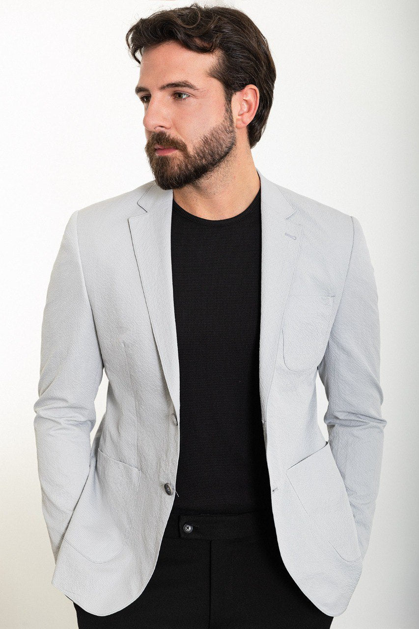 Light Grey Slim Fit Blazer