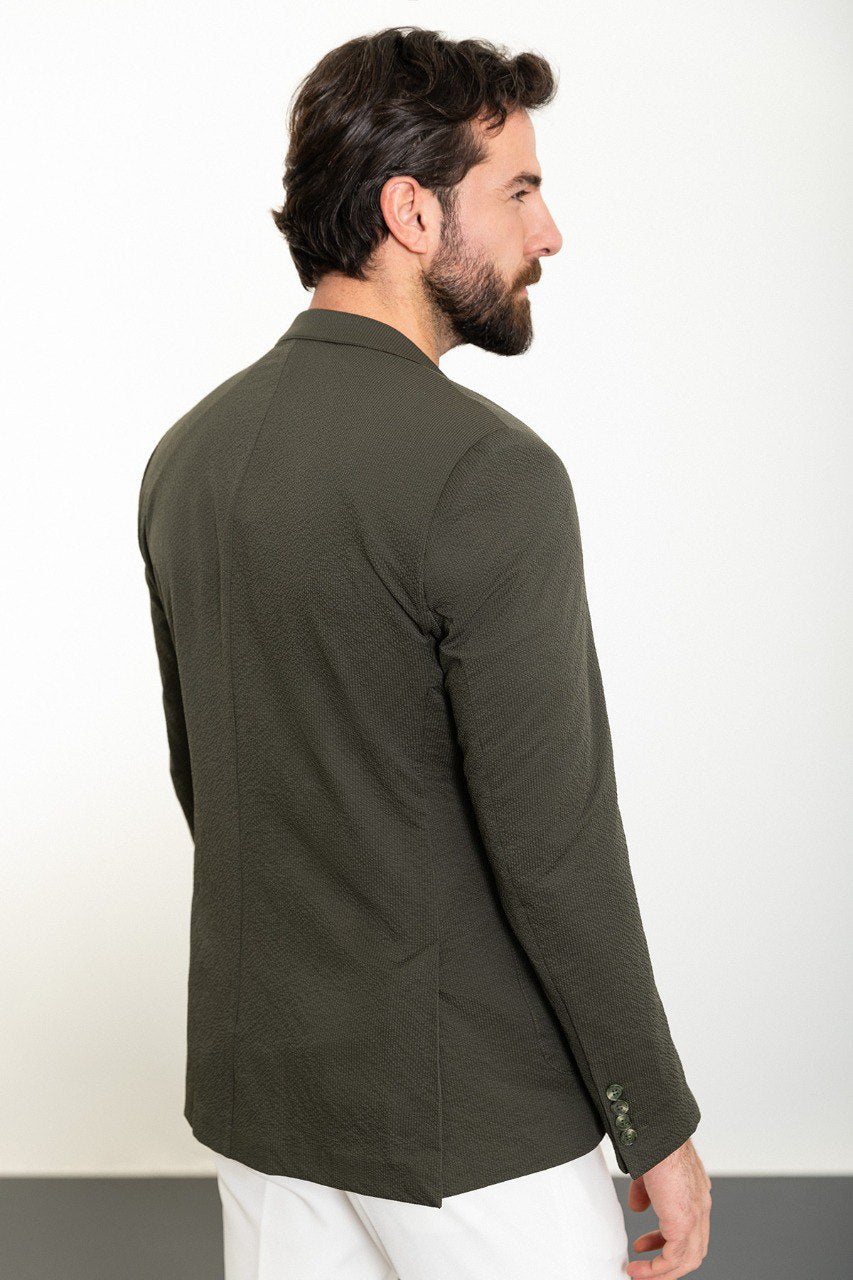 Olive Grove Seersucker Slim Fit Blazer