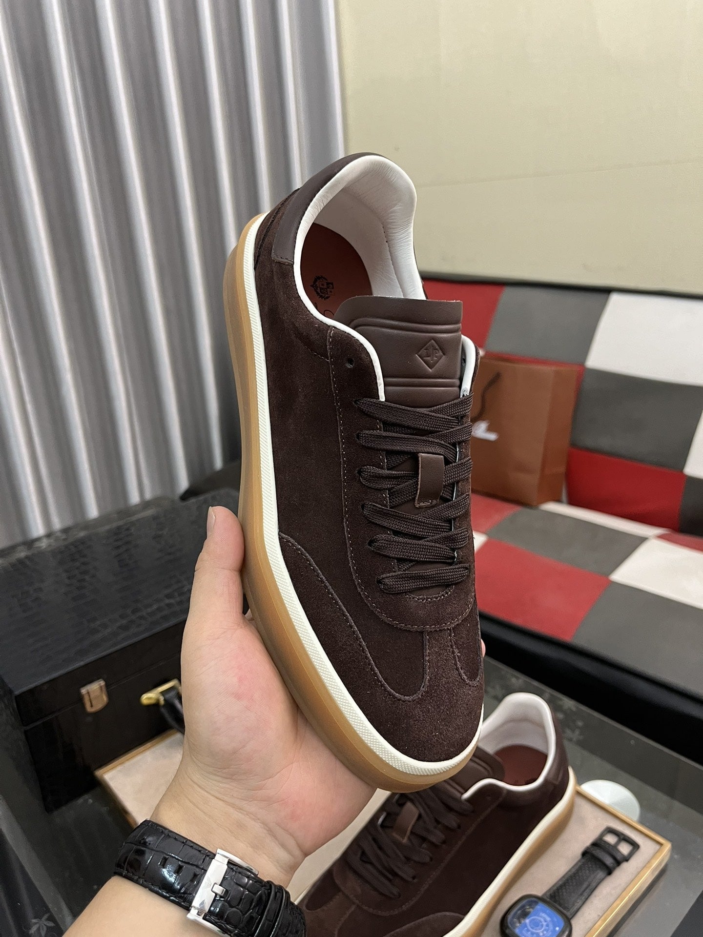 Loro Piana Brown Tennis Walk Sneakers