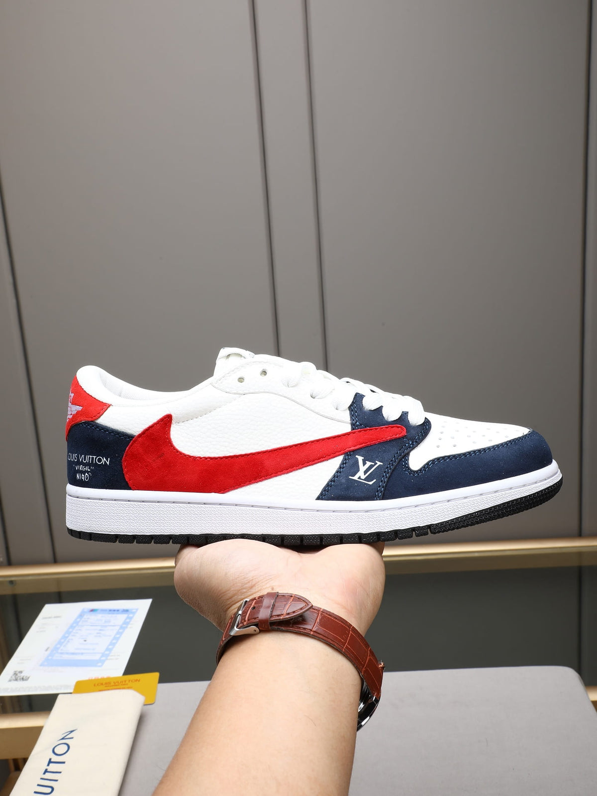 Air Jordan 1 Low Travis Scott x Louis Vuitton Blue & Red Sneakers