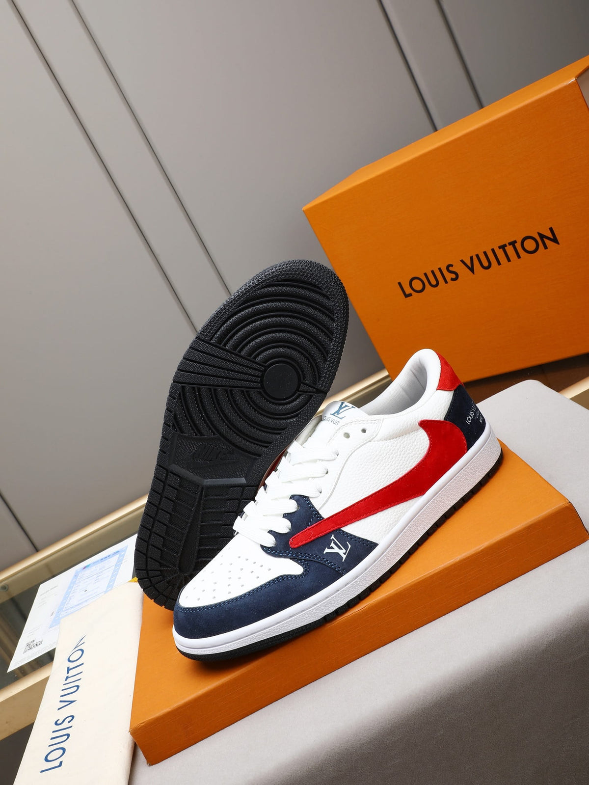 Air Jordan 1 Low Travis Scott x Louis Vuitton Blue & Red Sneakers