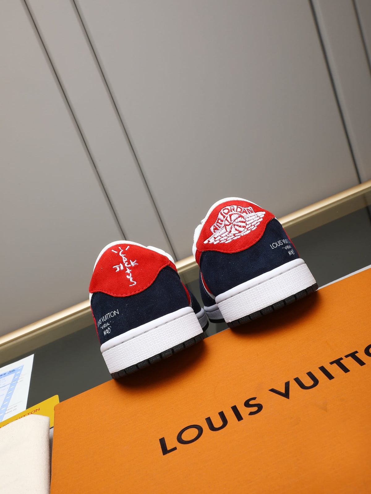 Air Jordan 1 Low Travis Scott x Louis Vuitton Blue & Red Sneakers
